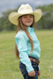 CINCH Cinch Girl's Turquoise Solid Button Down Western Shirt 