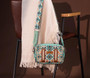 MONTANA WEST Montana West Wrangler Green Aztec Dual Sided Print Crossbody Purse 
