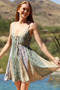 ANGIE Angie Women's Mixed Print V Neck Godet Sundress 