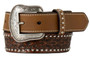 M & F Nocona M&F Western Boy's Brown Embossed Floral Studded Leather Belt 