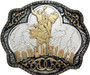 M & F M&F Western Crumrine Men's Silver & Gold Roughstock Belt Buckle 