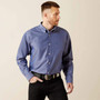 ARIAT Ariat Men's Blue Wrinkle Free Solid Pinpoint Oxford Long Sleeve Tall Shirt 
