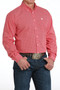 CINCH Cinch Men's Red Weave Geometric Print Button Down Shirt  CINCH Cinch Men's Red Weave Geometric Print Button Down Shirt