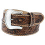 TONY LAMA Tony Lama Men's Tan & Dark Brown Floral Tooled Leather Belt 