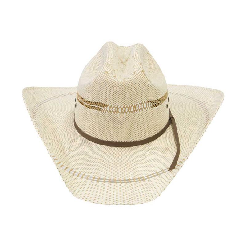Cowboy cowgirl Cream white with Brown Straw Cowboy Hat with embellished band American hat makers Montana | Straw Cowgirl Hat with Western  main image 3