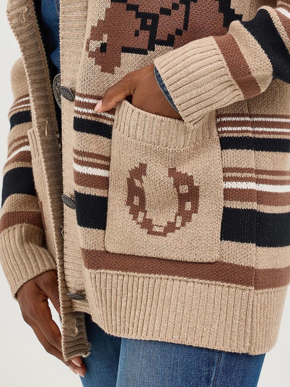 Cardigan Femme Western Connection Marron - Boutons Popcorn, Taille L - Style Automne/hiver