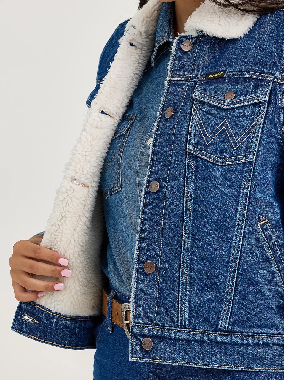 Wrangler Women's Mid Sherpa Lined Denim Vest | JW Stores