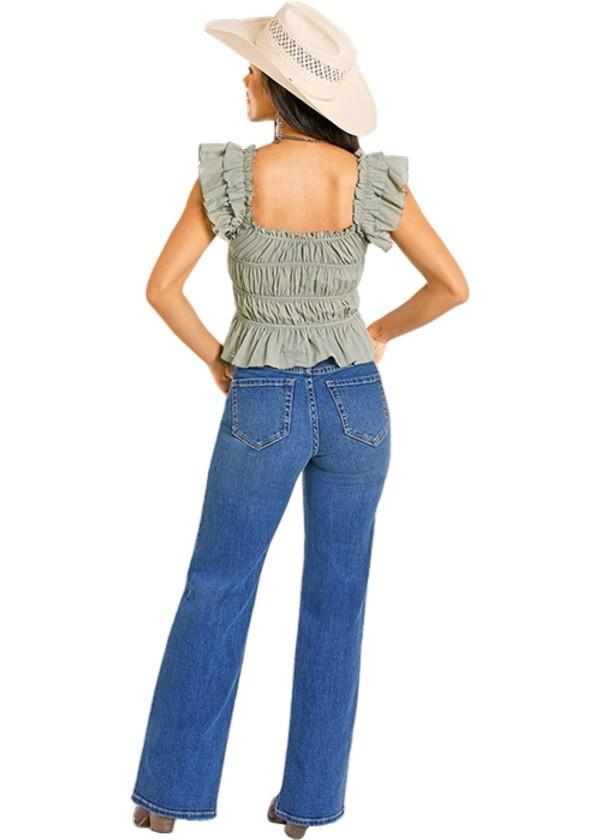 Rock & Roll Denim Women's Jade Ruched Tank Top | JW Stores
