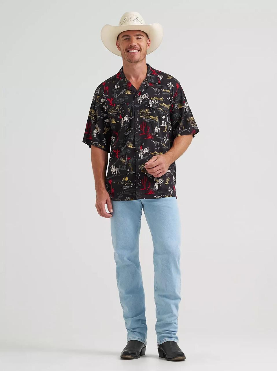 Wrangler Men's Black Stallion Coconut Cowboy Camp Shirt