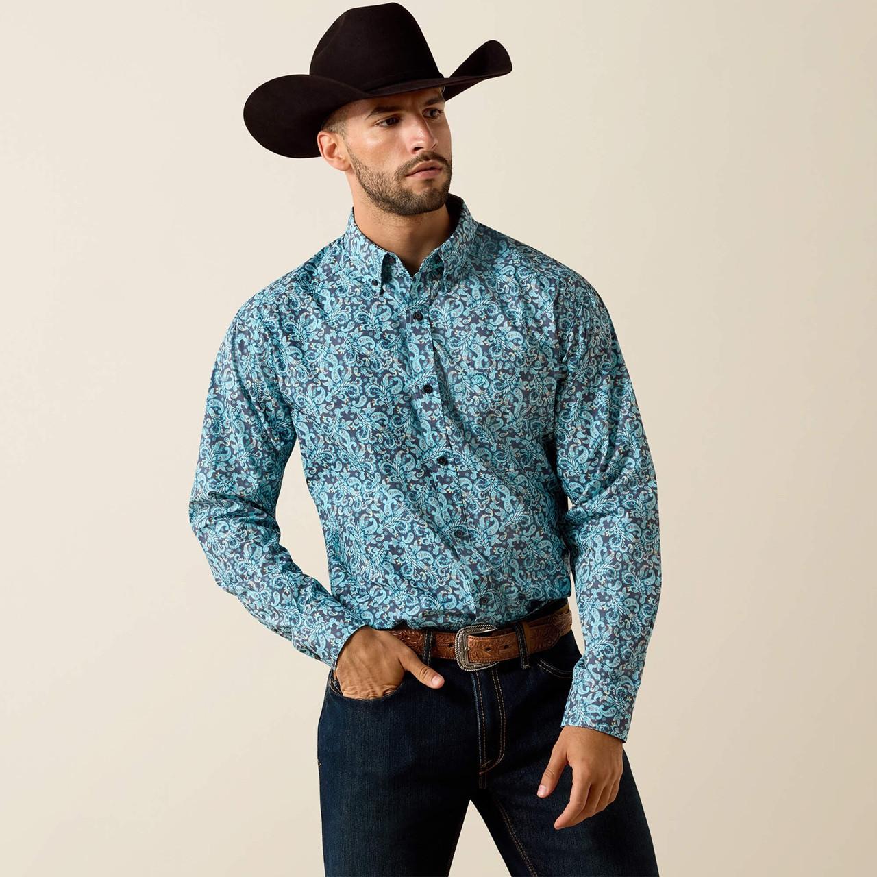 Ariat Men Blue Elixir Paisley Print Phelps Shirt | JW Stores