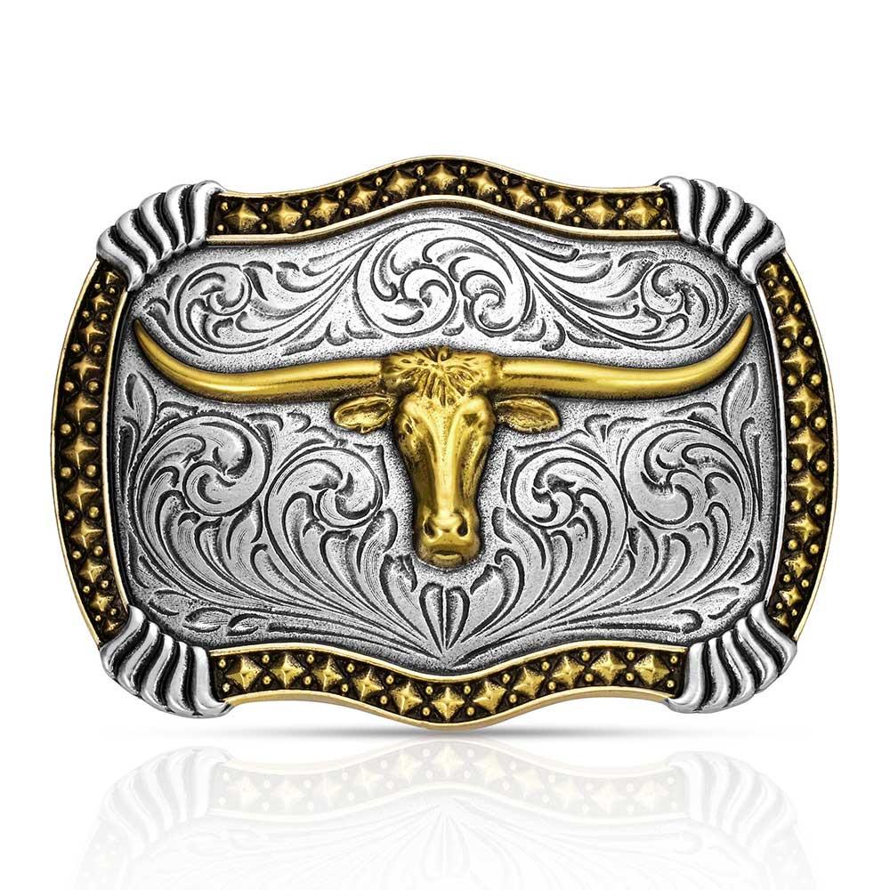 Montana Silversmiths Silver & Gold Longhorn Legacy Belt Buckle