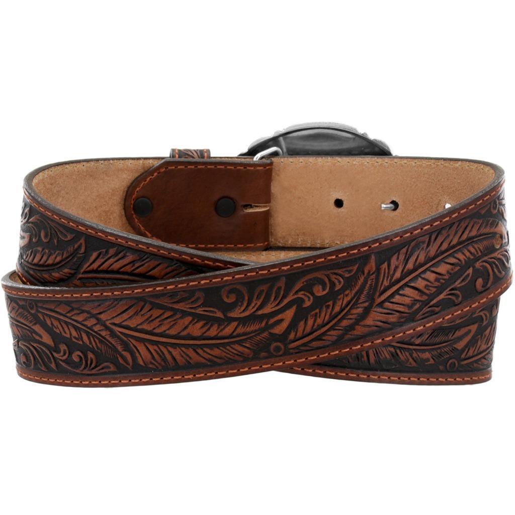 ベルト TONY LAMA Western Design Leather Belt Tony Lama Western Ride Tooled Leather Bronc Buckle Mens Belt 1 1/2in