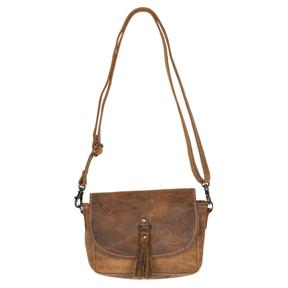 S-8068 CULLOM TRAIL HAIR-ON BUCKET SLING BAG IN BROWN MYRA