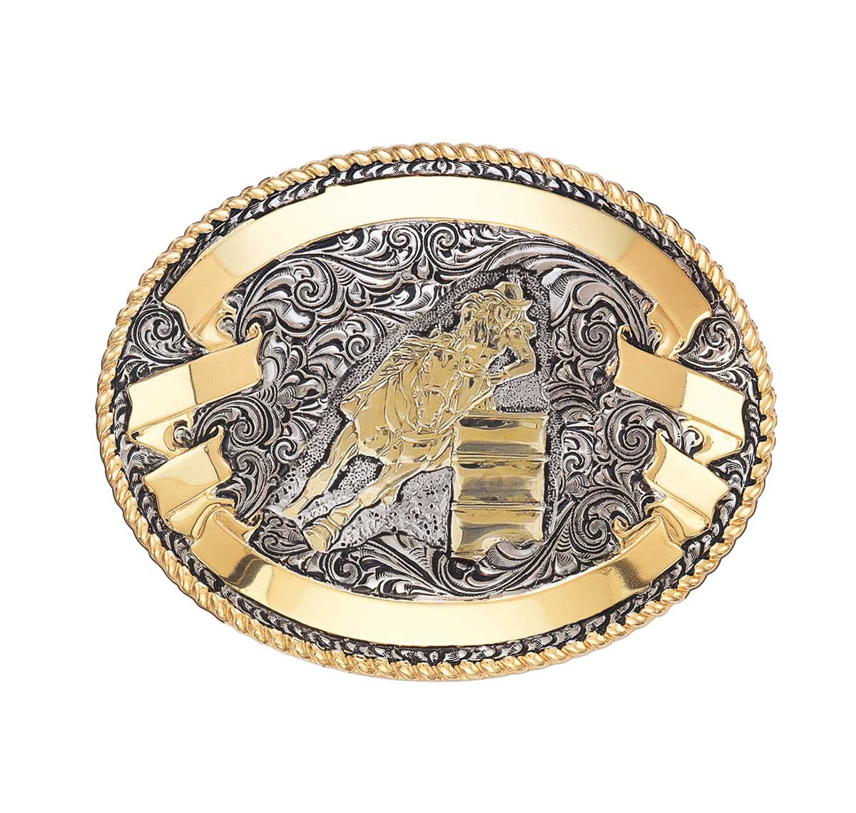 Youth Bull Rider Silver & Gold Western Belt Buckle - Jackson's Western