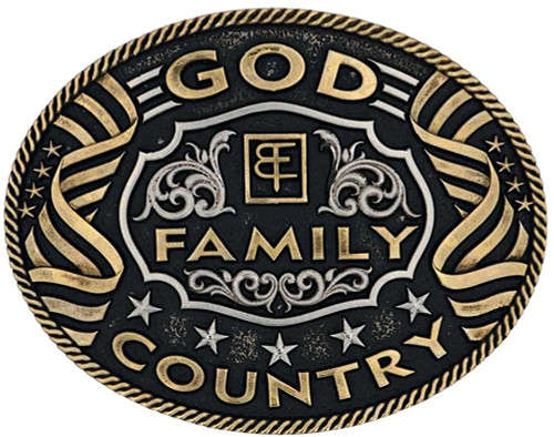 Montana Silversmiths God Family Country Western Belt Buckle