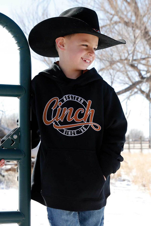 Cinch Men's Orange Logo Pullover Hoodie - Black - FINAL SALE - Teskeys