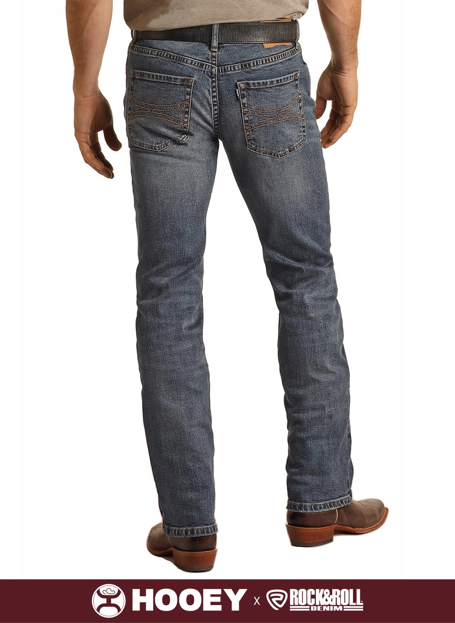 Rock & Roll Cowboy Men's Hooey Denim Slim Fit Boot Cut Revolver Jean