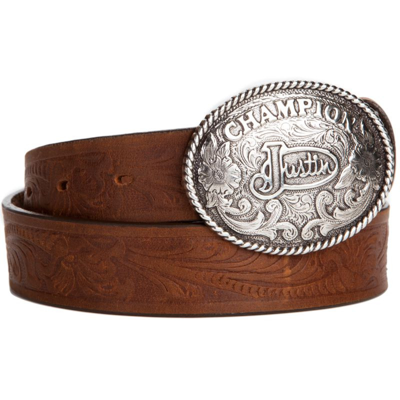 Tony Lama Mens Western Belt Leather Made in USA Tooled Ol Chief Buckle  C13704