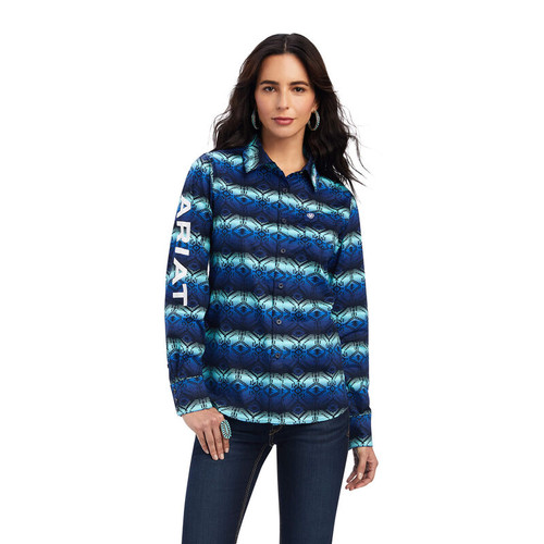 Ariat Women's Team Kirby Rouge Red Aztec Logo Long Sleeve Shirt 10041434 -  Jackson's Western