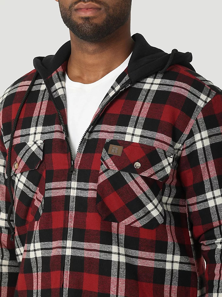 Wrangler Men's Big & Tall Riggs Red Flannel Zip Hoodie Jacket Workwear -  Jackson's Western