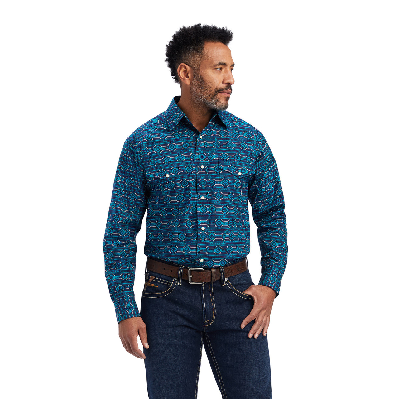 Ariat Men's Braylen Blue Aztec Snap Western Shirt 10041764 - Jackson's  Western