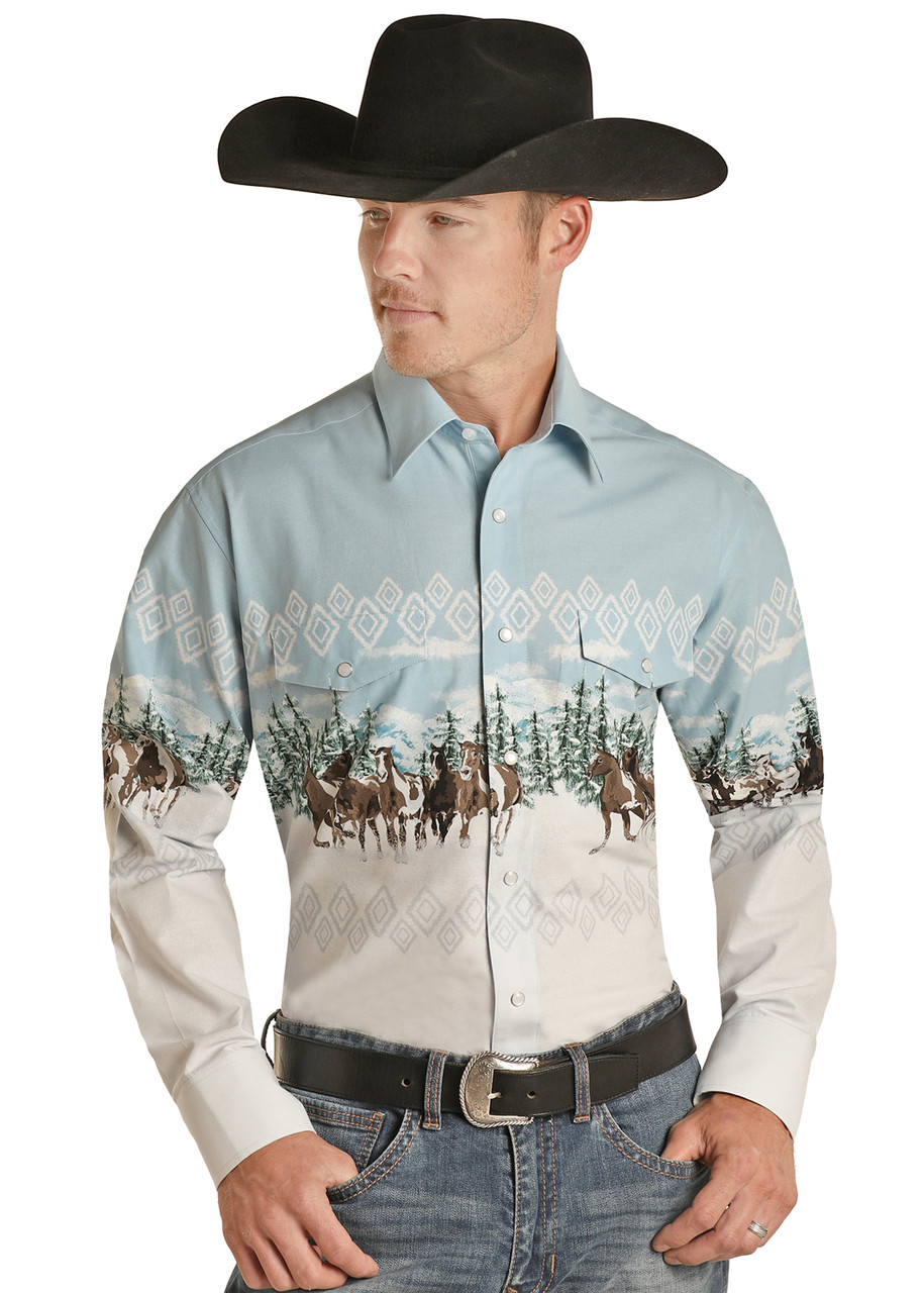 Men's Western Snap Shirts - Long Sleeve, Cowboy Long Sleeve Snap Shirts  for Men