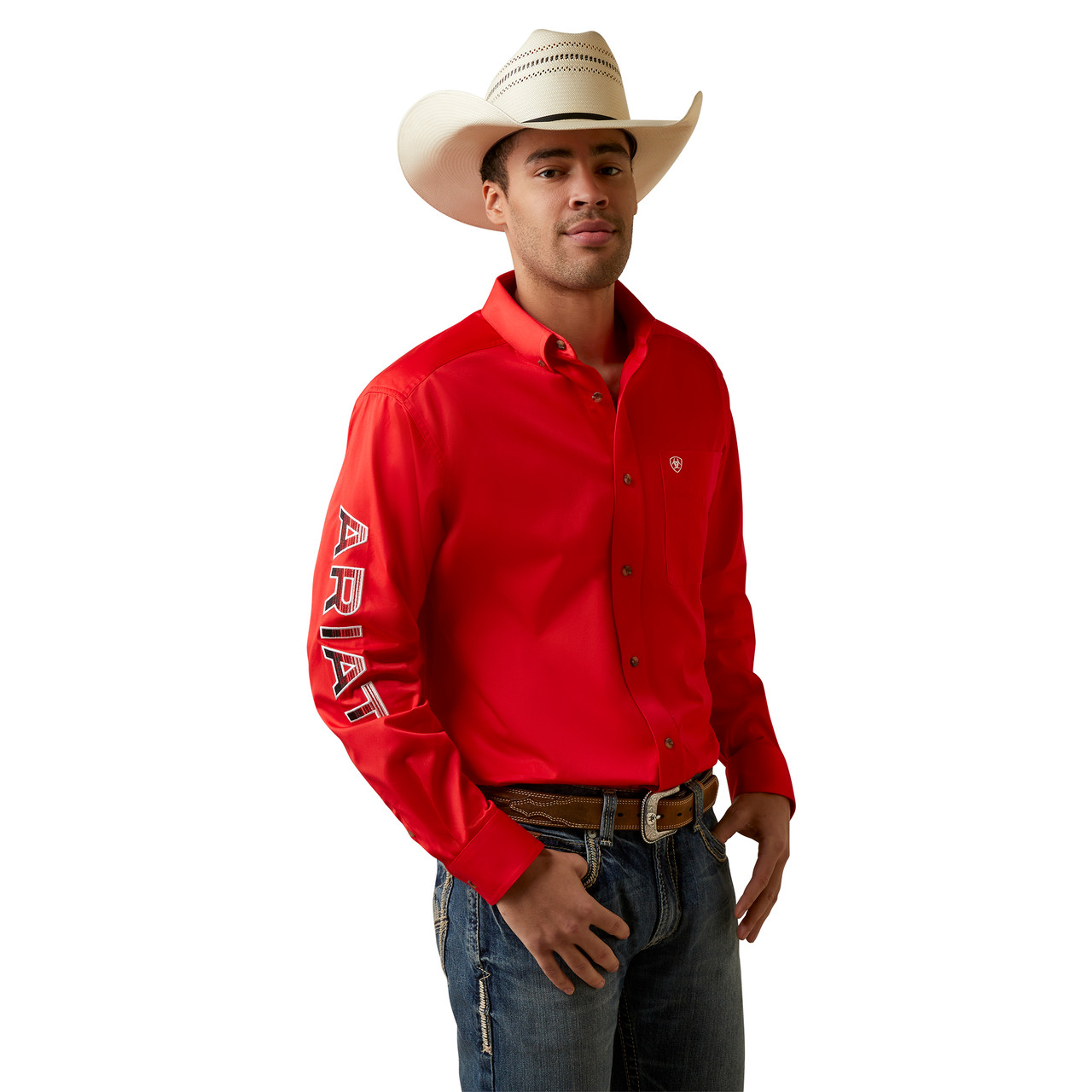 Ariat Men's Red Team Logo Button Western Shirt