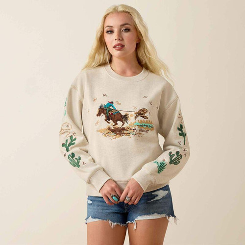 Ariat Light Oatmeal Heather Riata Sweatshirt | JW Stores