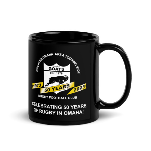 Omaha GOATS 50th Anniversary Black Glossy Mug
