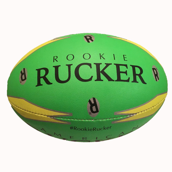 Rookie Rucker Rugby Ball - Green - All Weather - Night Rucker - Training - Size 3 Ball