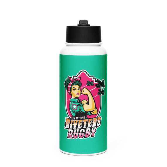San Antonio Women's Rugby Stainless Steel Water Bottle with a Straw Lid