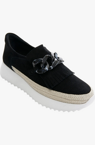 Vaneli Qerene athleisure shoe features a resin chain accent, perforated suede upper and braided trim