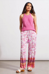 Tribal halter sweater tank with special wash effect