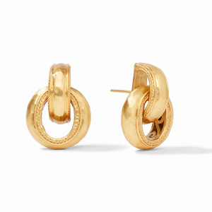 Julie Vos Cannes doorknocker earring is a luxurious gilded classic finished with fine twisted wire detail.  1.3 inch length, 24K gold plate. Julie Vos Cannes doorknocker earring is a luxurious gilded classic finished with fine twisted wire detail.  1.3 inch length, 24K gold plate.
