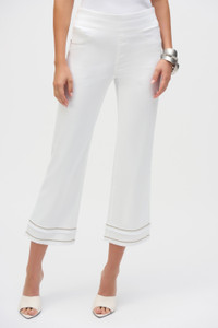 Joseph Ribkoff Stretch Straight Crop Pull-On Jeans with Beading
