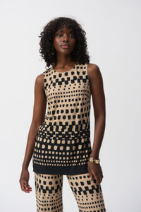Joseph Ribkoff Silky Knit Dot Print Sleeveless Tunic