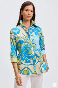 Foxcroft Margie Tropical Jacobean 3/4 Sleeve Shirt
