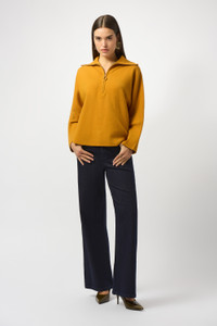 Sweater Knit Boxy Pullover With Zipped Collar | 253963 Sweater Knit Boxy Pullover With Zipped Collar | 253963