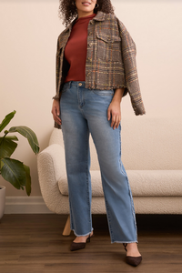 Tribal Brooke Frayed-Hem Super Straight Leg Jean Tribal Brooke Frayed-Hem Super Straight Leg Jean