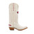 Razorback premium ivory leather boots with classic western embroidery stitching and multiple Razorback team logos on the toes and shaft