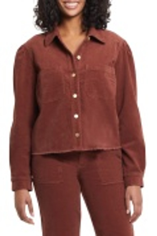 Tribal long sleeve button front jacket in Toffee