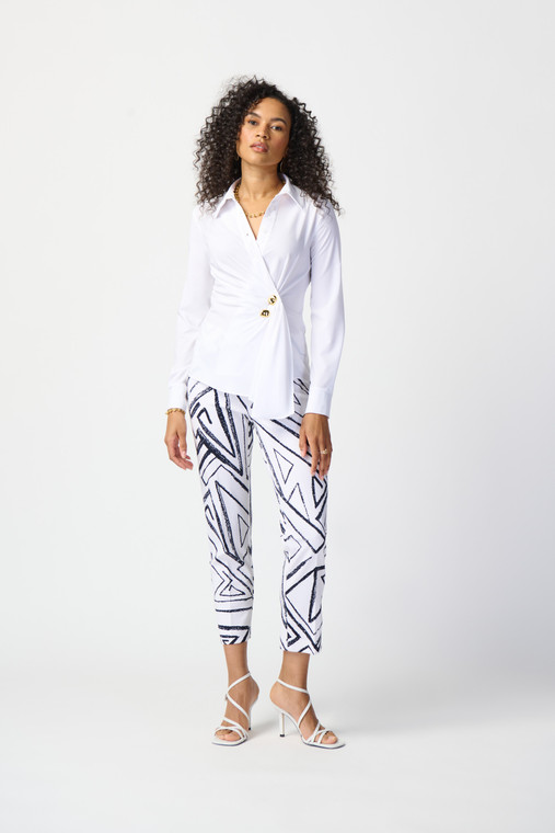 Joseph Ribkoff sophisticated geometric print cropped pants