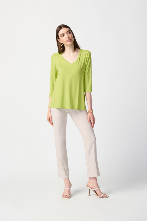 Joseph Ribkoff trapeze silhouette top with v-neck and three quarter sleeves