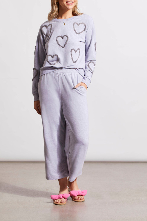 Tribal jogger set with heart detail and solid cropped pants