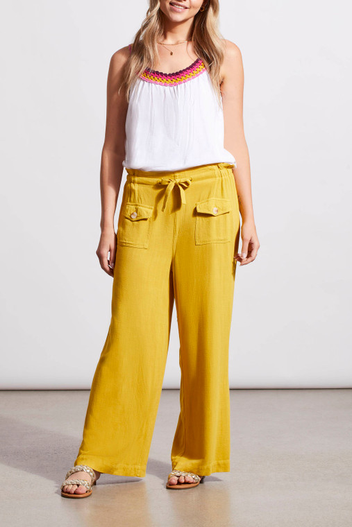 Tribal wide leg crop pants with pockets and drawcord