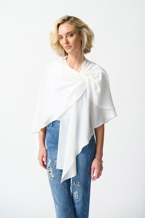 Joseph Ribkoff gauze coverup in a charming poncho silhouette with front loop closure