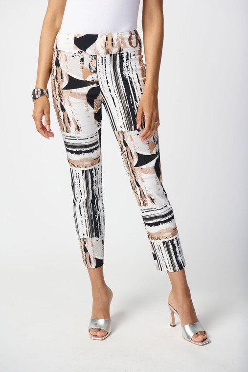 Joseph Ribkoff patchwork print cropped pants in vanilla multi