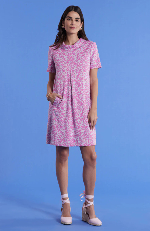 Tyler Boe "Kristen" dress is a classic style with an effortless fit featuring short sleeves, inverted front pleat and pockets