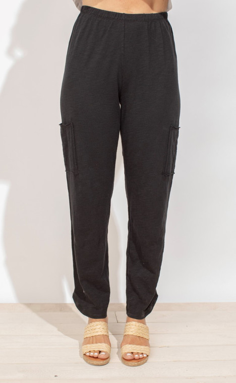 Escape by Habitat cotton slub pull on ankle pant with side pockets, relaxed fit and rounded hem