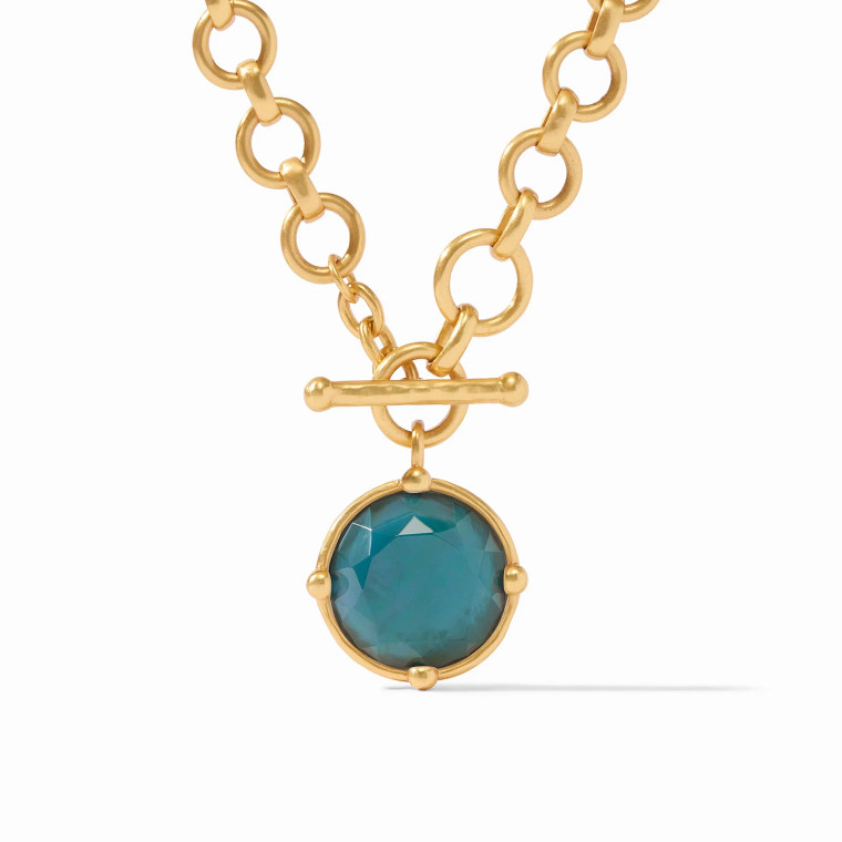 Julie Vos 24K gold plate necklace with imported glass stone can be worn two ways - with stone shown or with honeybee.